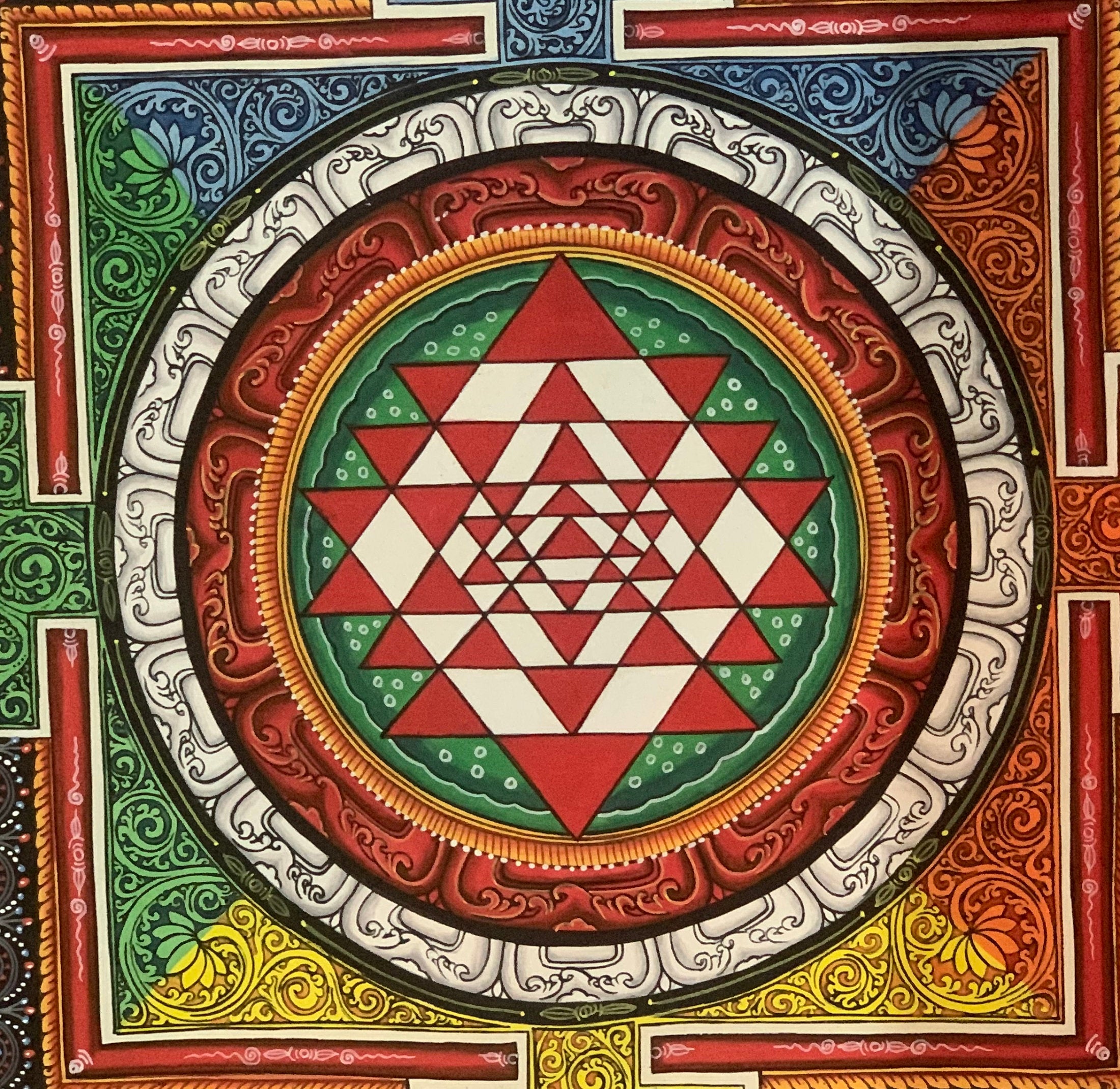 Sri Yantra, Shri Yantra, Shri Chakra, Original Newari Pauva, Thangka  Painting on Canvas 